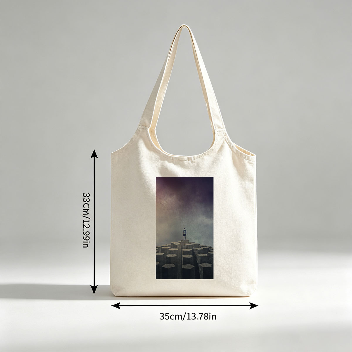 Imagine Dragons Standing on Stone Pillars Under Dramatic Sky - Canvas shoulder bags/