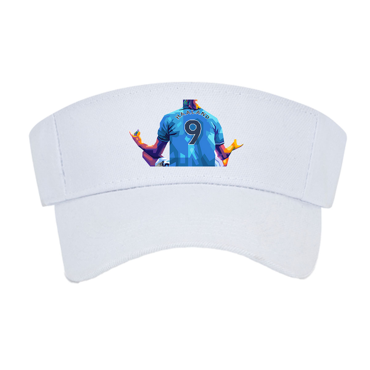 Haaland in Blue Jersey, Number 9, Sitting Back View -  Visor cap