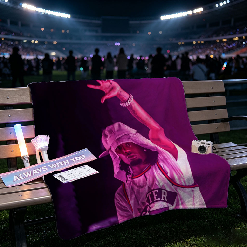 Lil Wayne Live Performance with Purple Lighting and Signature Hand Gesture - Blankets