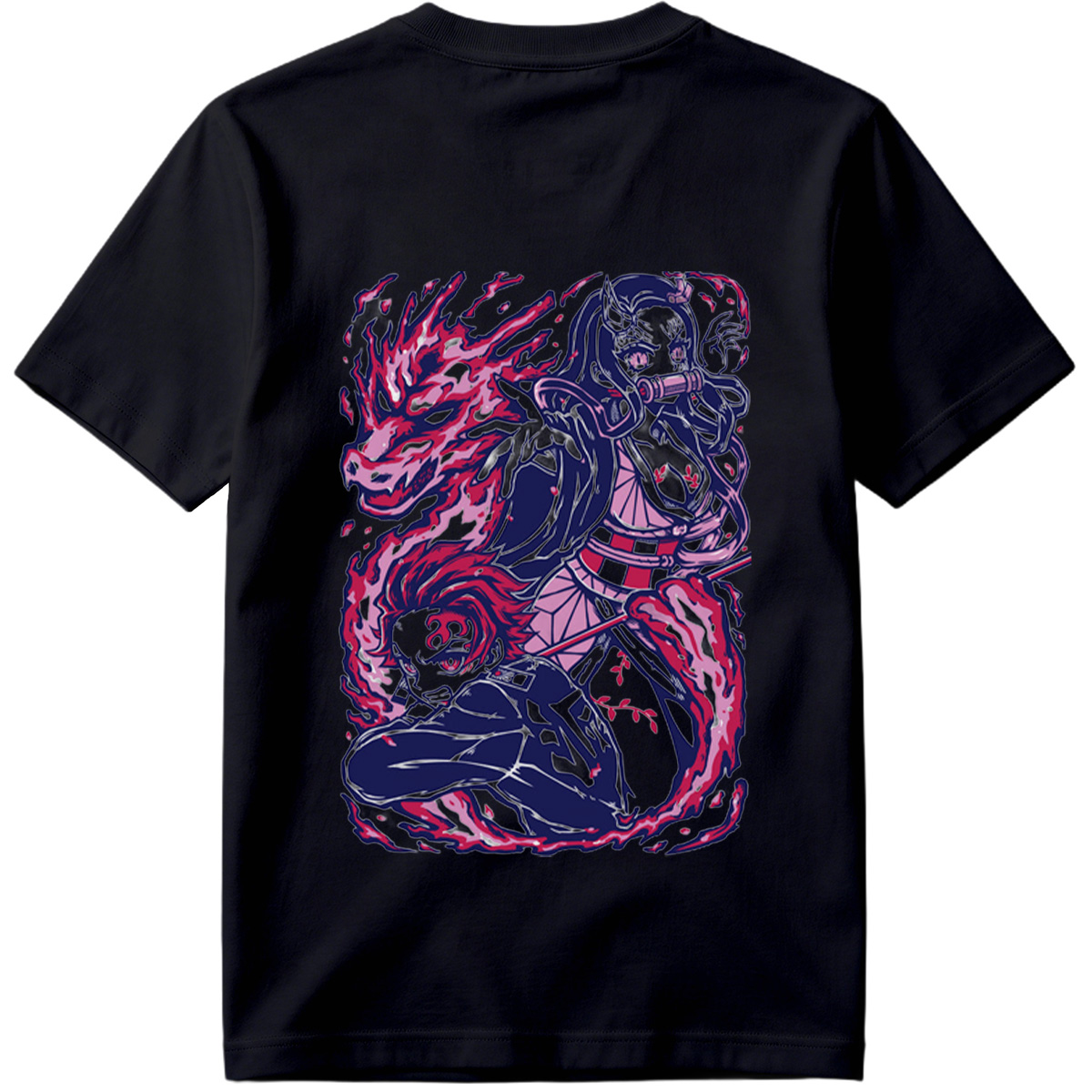 Demon Slayer: Kimetsu no Yaiba - Nezuko Kamado and Tanjiro Kamado with Flame Breathing - Tee