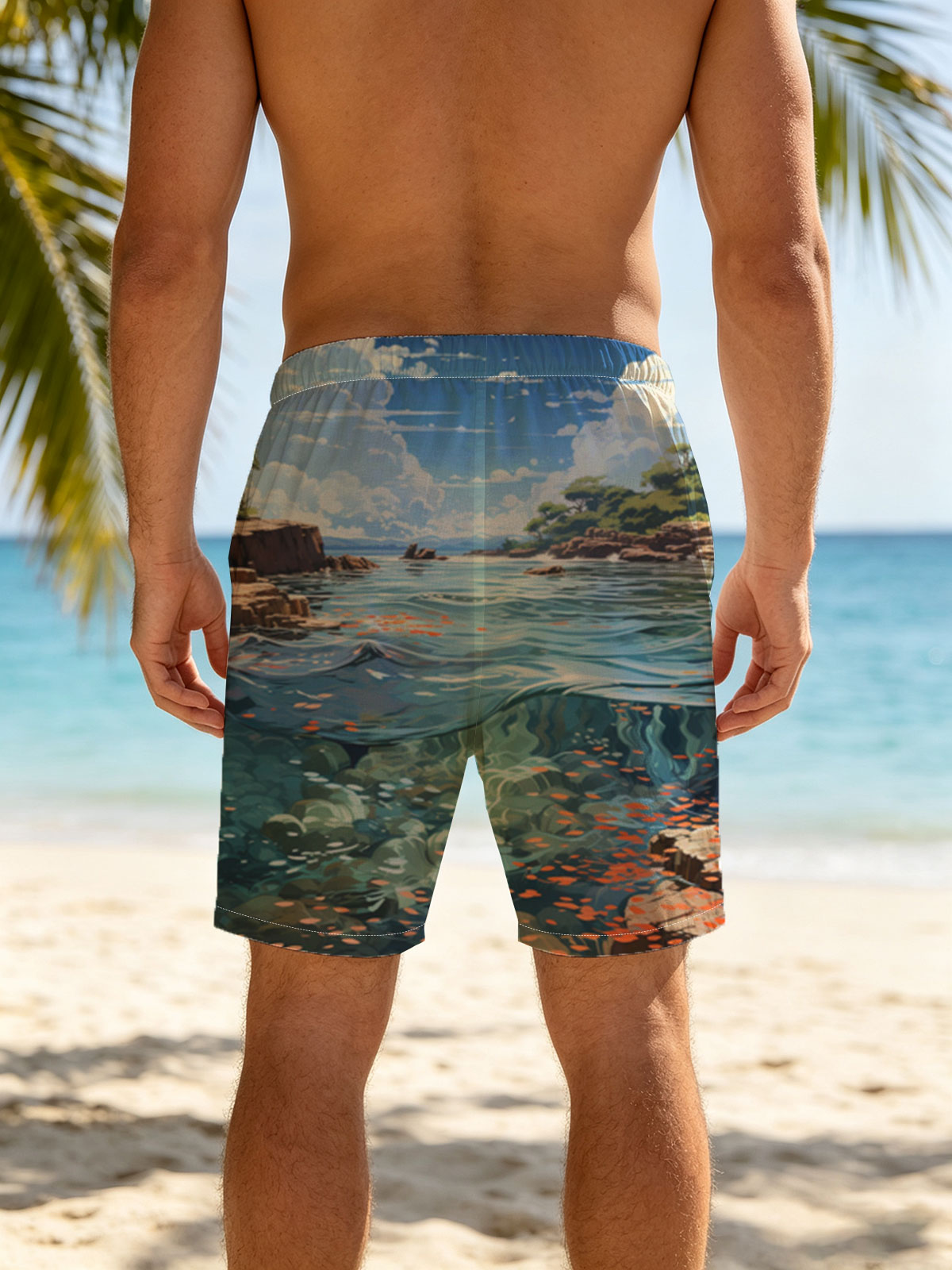 Crystal Clear Waters and Sky Reflections -  Beach shorts