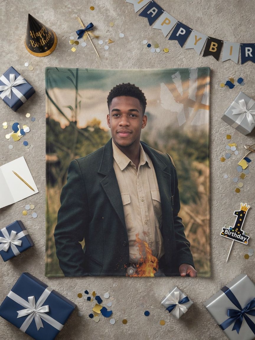 Custom Photo Face Blanket Personalized Flannel Throw, Ultra Soft Anti-Pilling Fleece Bed Cover for Family Memory Gifts