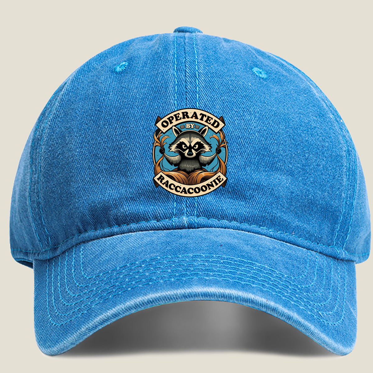Operated by Raccacoonie - Washed Denim - Baseball Cap