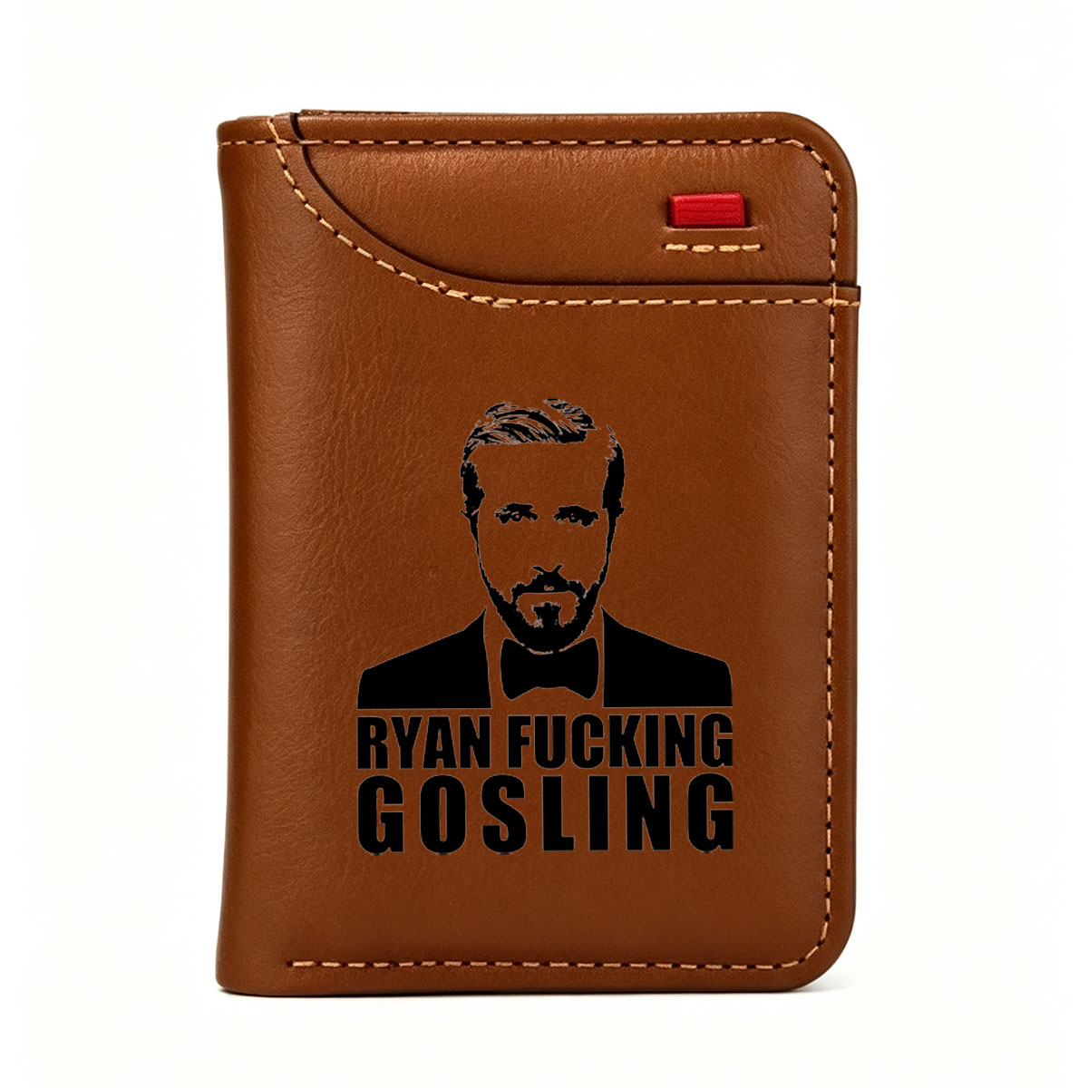 Ryan Gosling Portrait Outline with Bold Text Label - Vertical Style Wallet