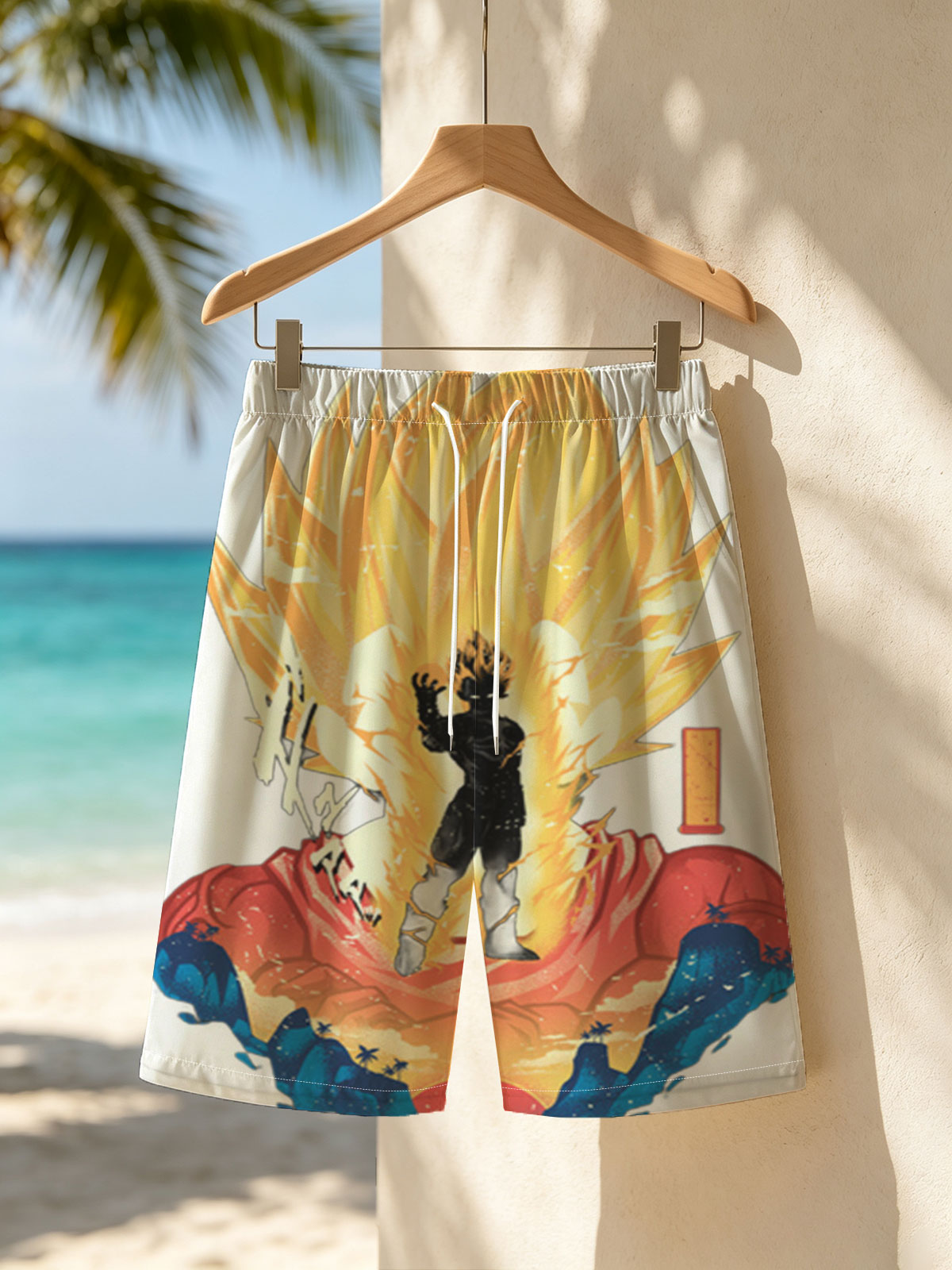 Super Saiyan Transformation: Dragon Ball Z Character in Radiant Aura -  Beach shorts