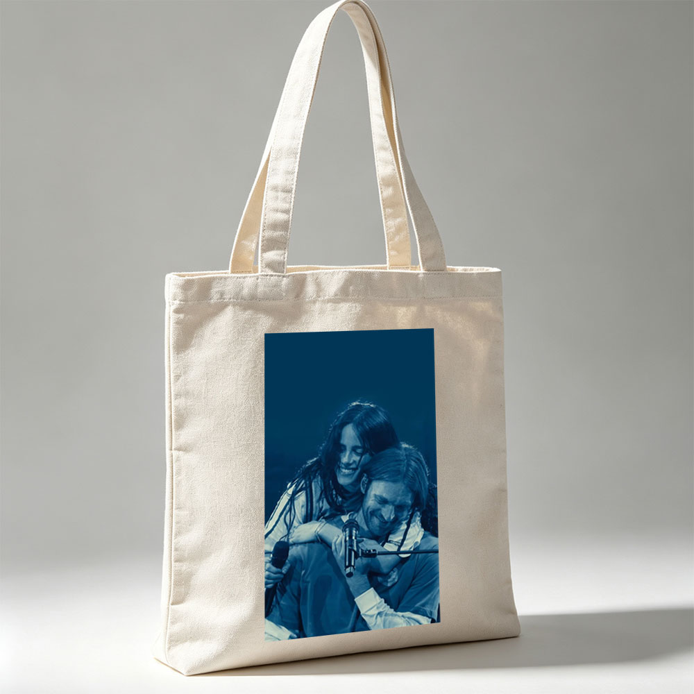 Lana Del Rey and Jack Antonoff on Stage Sharing a Joyful Moment During Live Performance - Canvas tote bags