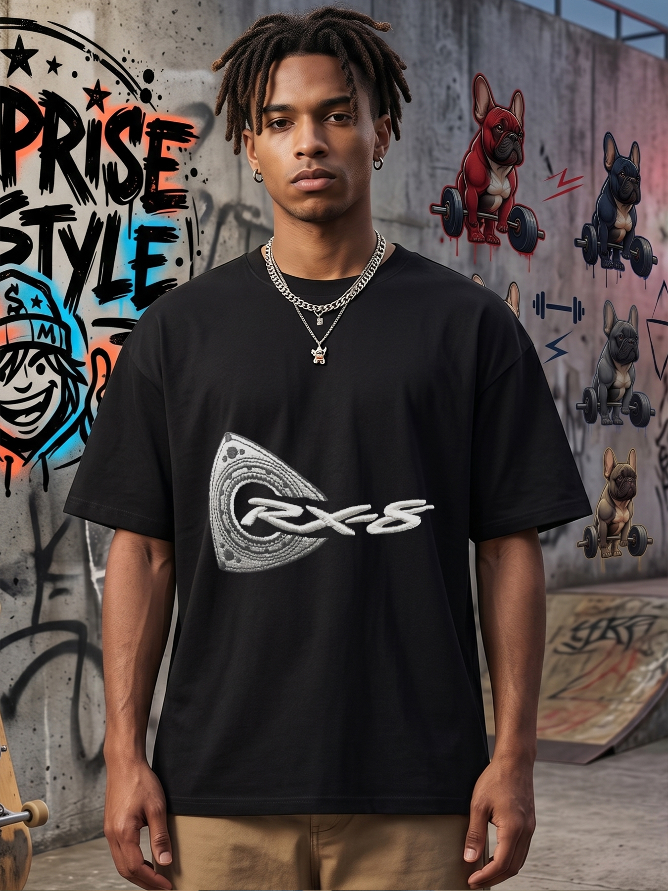Men's Printed T-Shirt with Abstract Geometric Pattern and 