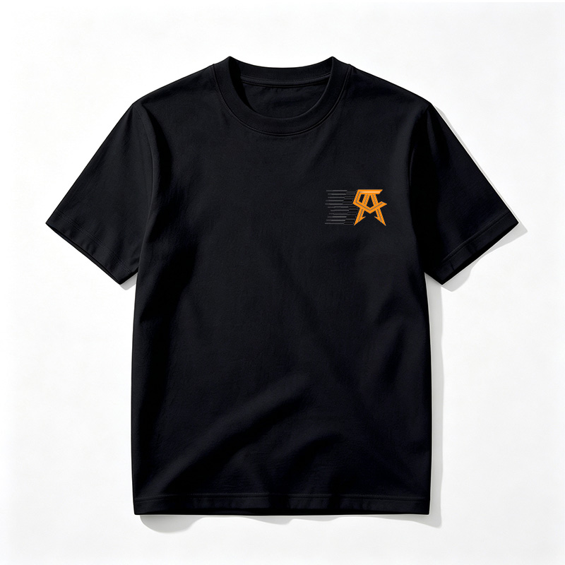 Orange and Black Abstract Logo with Geometric Design - Tee