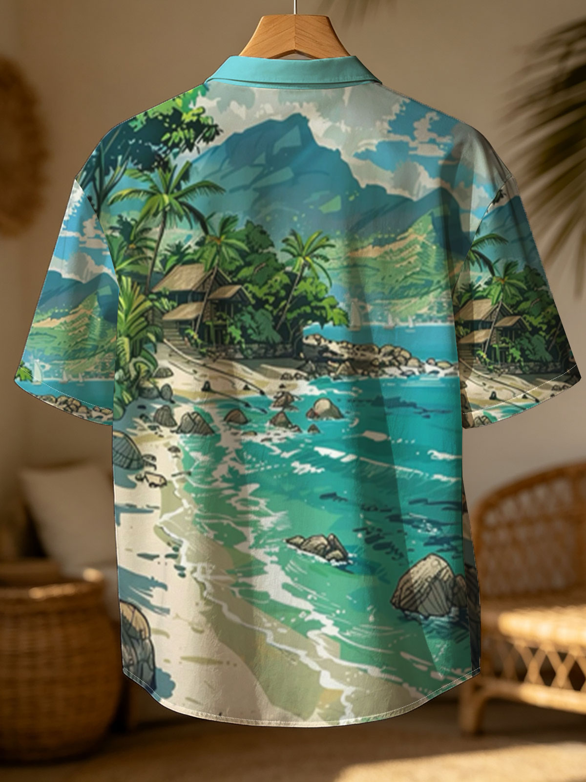 Tropical Beach with Lush Palm Trees and Crystal Clear Waters -  Shirt