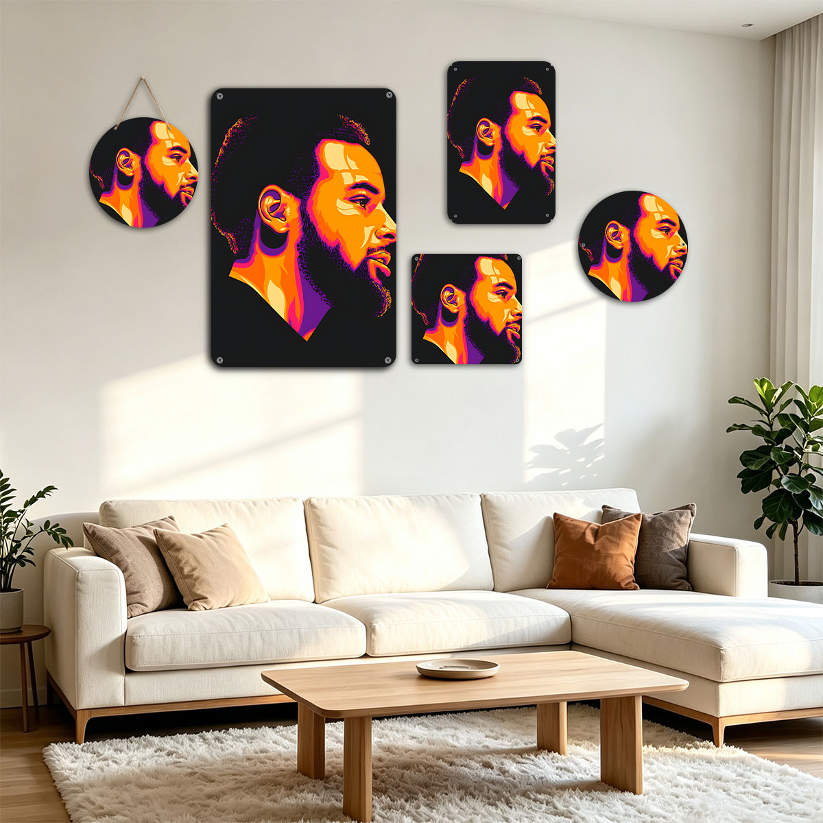 Vibrant Portrait of a Man in Profile with Bold Colors - painting