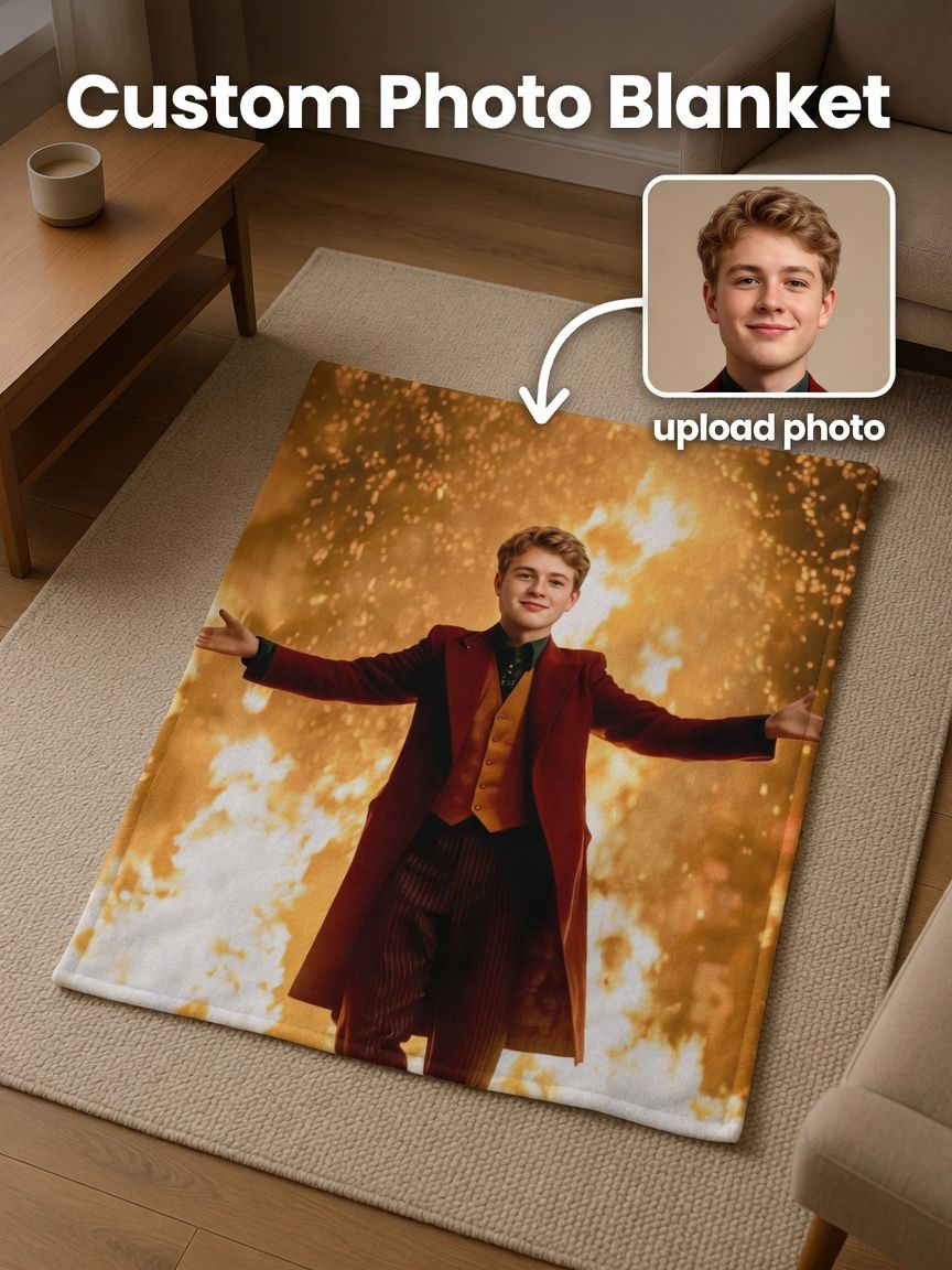 Custom Photo Face Blanket Personalized Flannel Fleece Throw Soft Anti-Pilling Cover for Bed Sofa Couch Ideal Gift