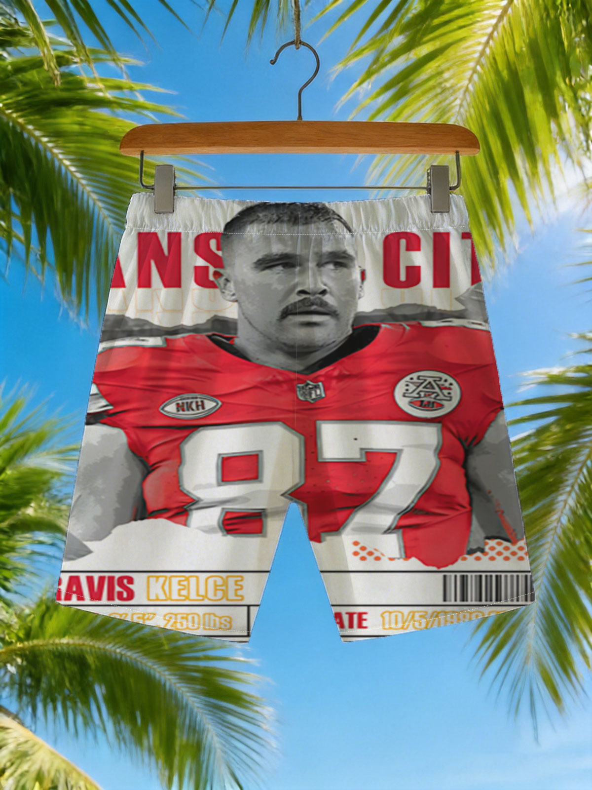 Travis Kelce, Kansas City Chiefs Tight End, #87, NFL Star -  Beach shorts
