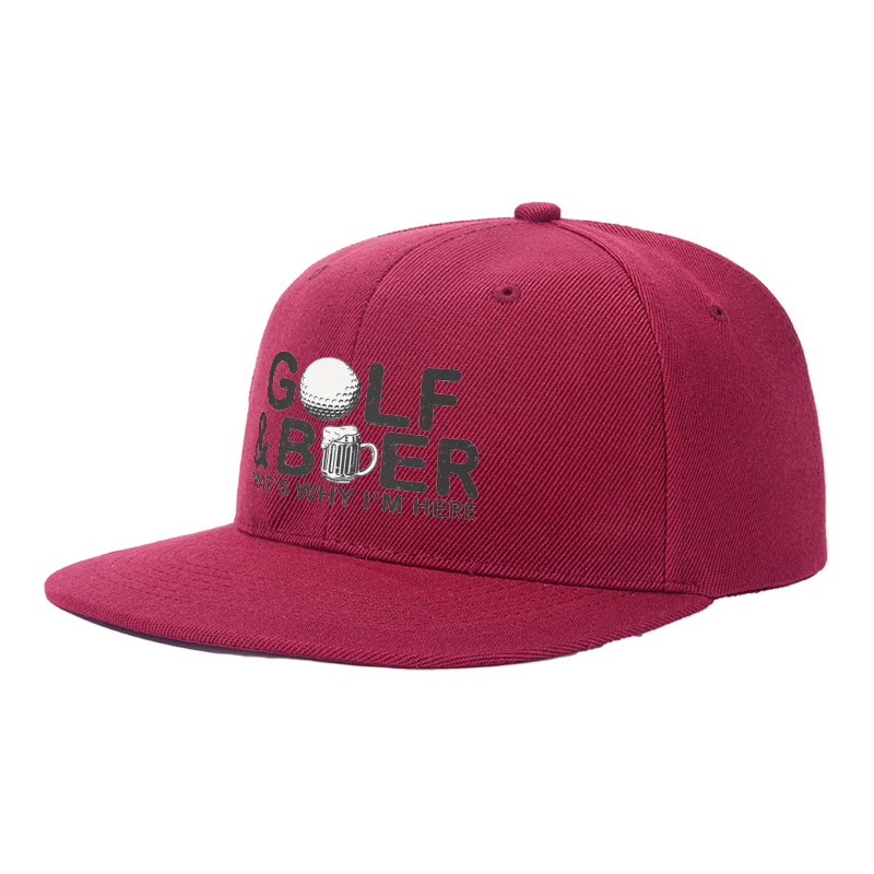 Flat Brim Baseball Cap Golf and Beer That's Why I'm Here Streetwear Underground Skate Style for Basketball Court Street Skate Park Wear by Skaters Rappers Urban Players