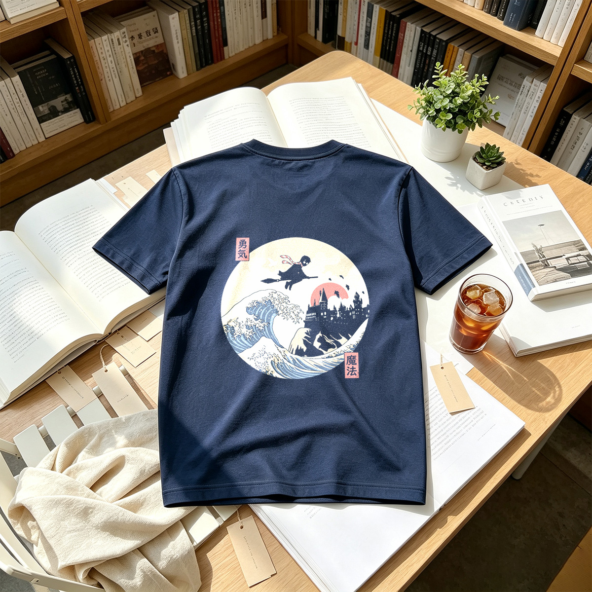 Harry Potter and Hogwarts in a Japanese Wave Style - Tee