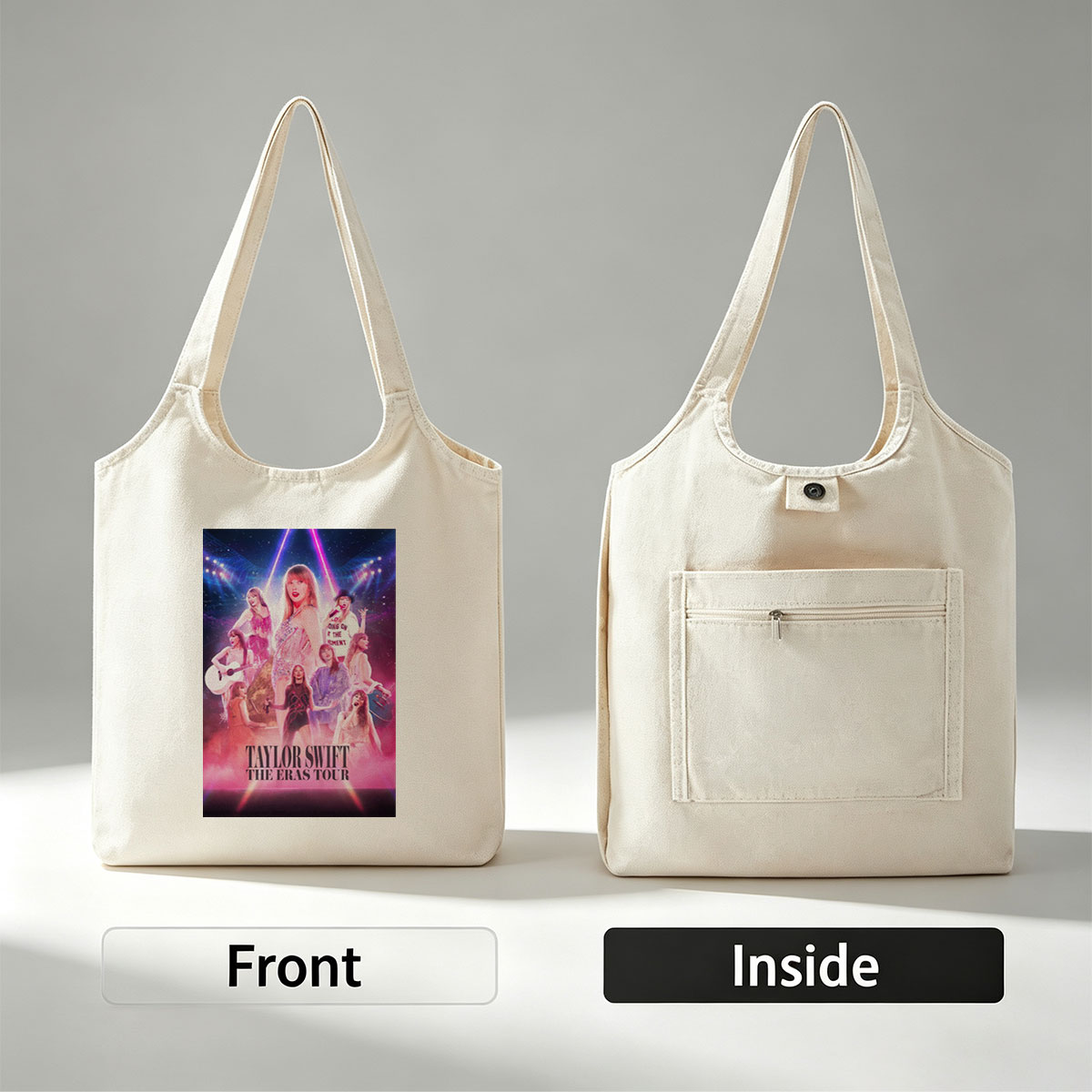 Taylor Swift The Eras Tour Concert Performance Poster with Multiple Outfits and Stage Lights - Canvas shoulder bags/
