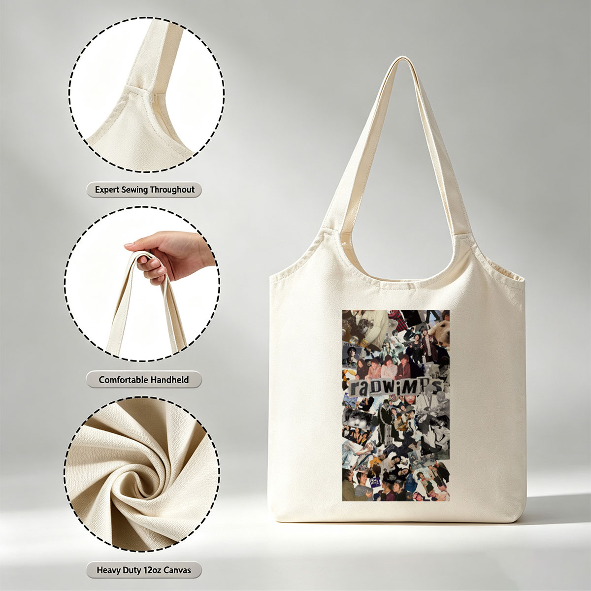 radwimps band collage featuring various photos and moments from their performances and personal life - Canvas shoulder bags/