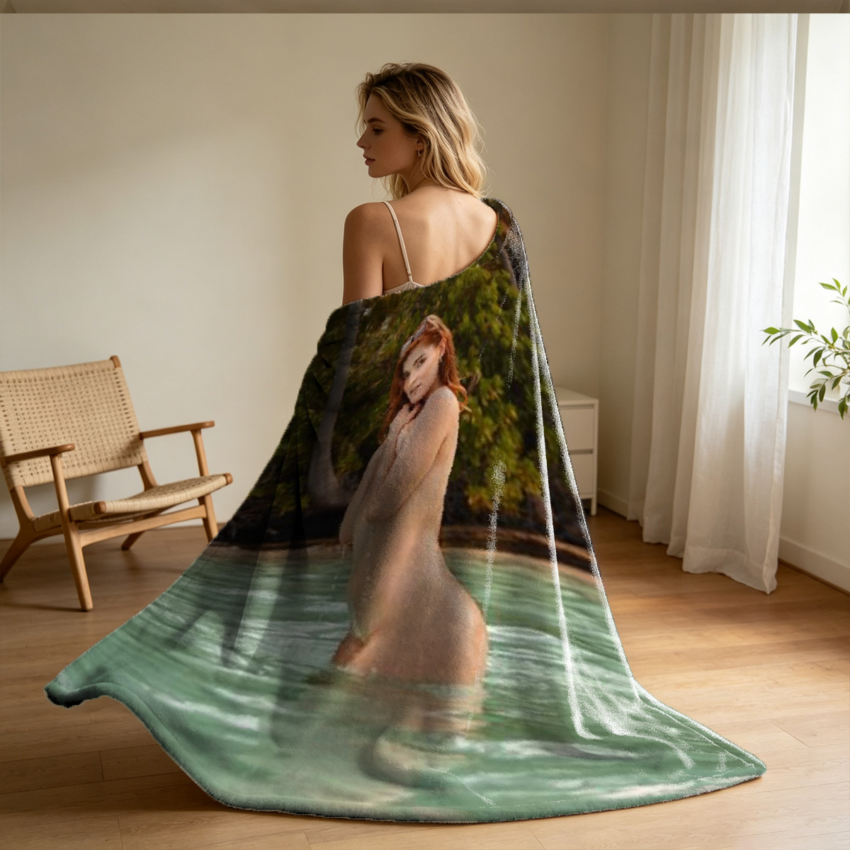 Risa Yoshiki Nude in Bedroom - Blanket