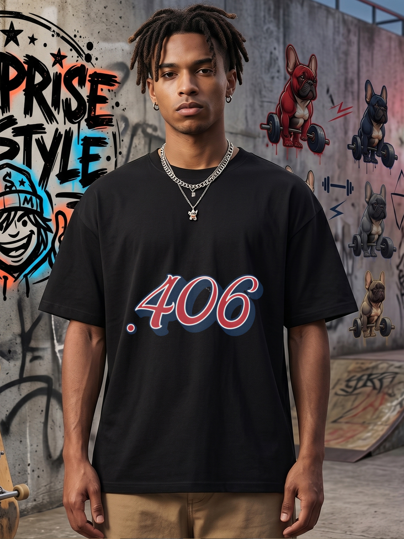 Men's Printed T-Shirt .406 Number Design Red White Blue Colorful Graphic Casual Round Neck Lightweight Breathable Summer Short Sleeve Tee for Outdoor Activities Sports Fans and Everyday Wear