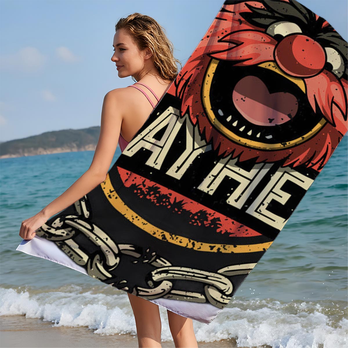 Animal from The Muppets: Mayhem Logo - Beach towels
