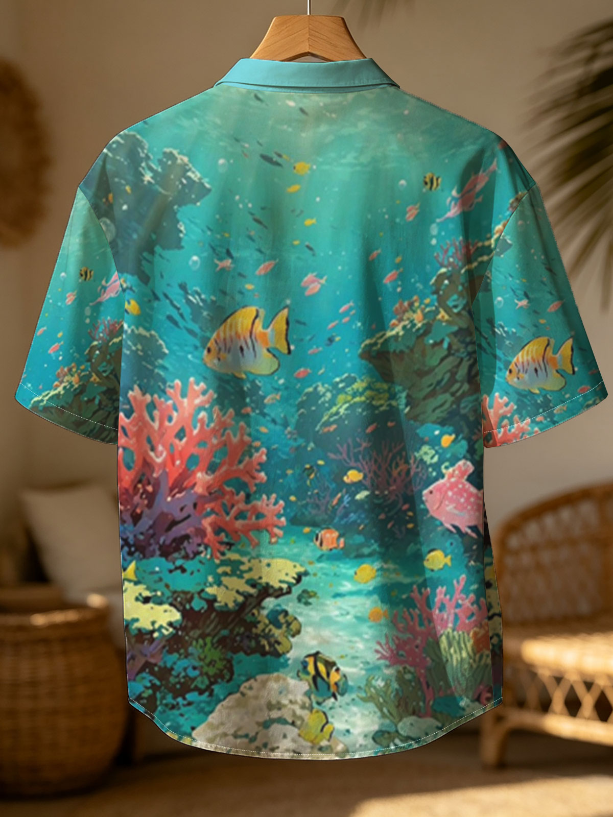 Vibrant Coral Reef with Colorful Fish and Sunlight Rays -  Shirt