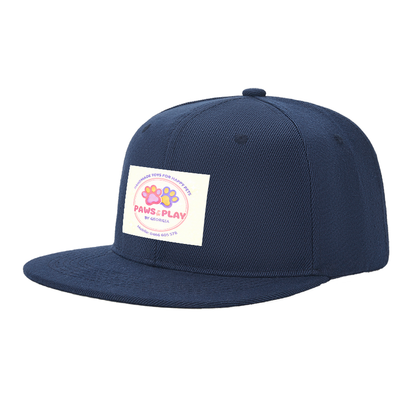 Flat Brim Baseball Cap Paws & Play Logo Print Streetwear Underground Skate Style for Basketball Court Skate Park Urban Lifestyle Skaters Rappers Streetwear Enthusiasts