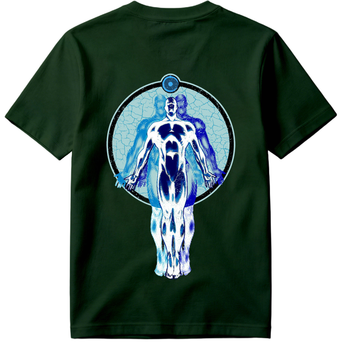 Blue Human Figure in Circular Frame - Tee