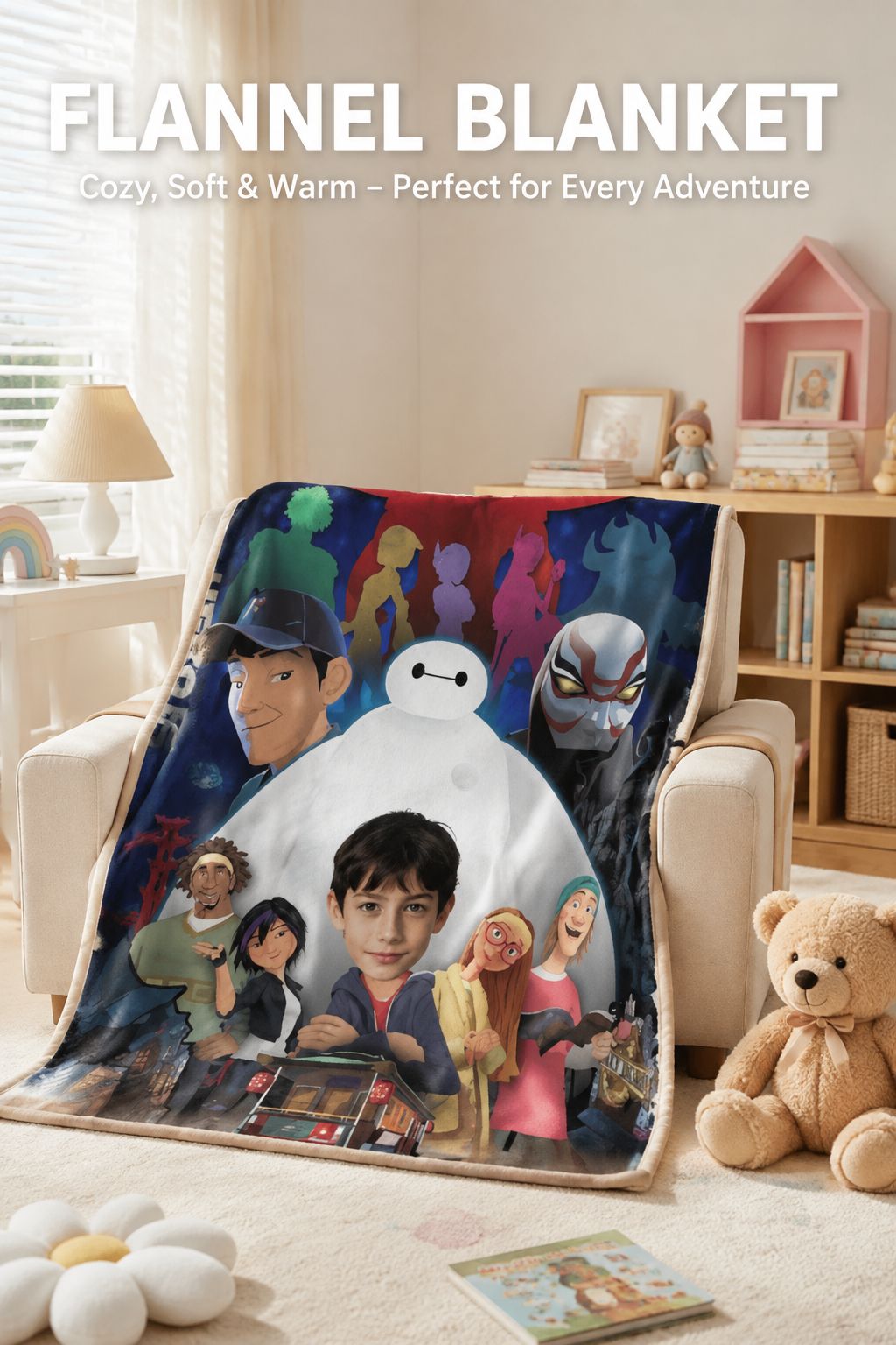 Custom Photo Face Blanket Personalized Superhero Flannel Throw Anti-Pilling Lightweight Plush Ideal Meaningful Gift