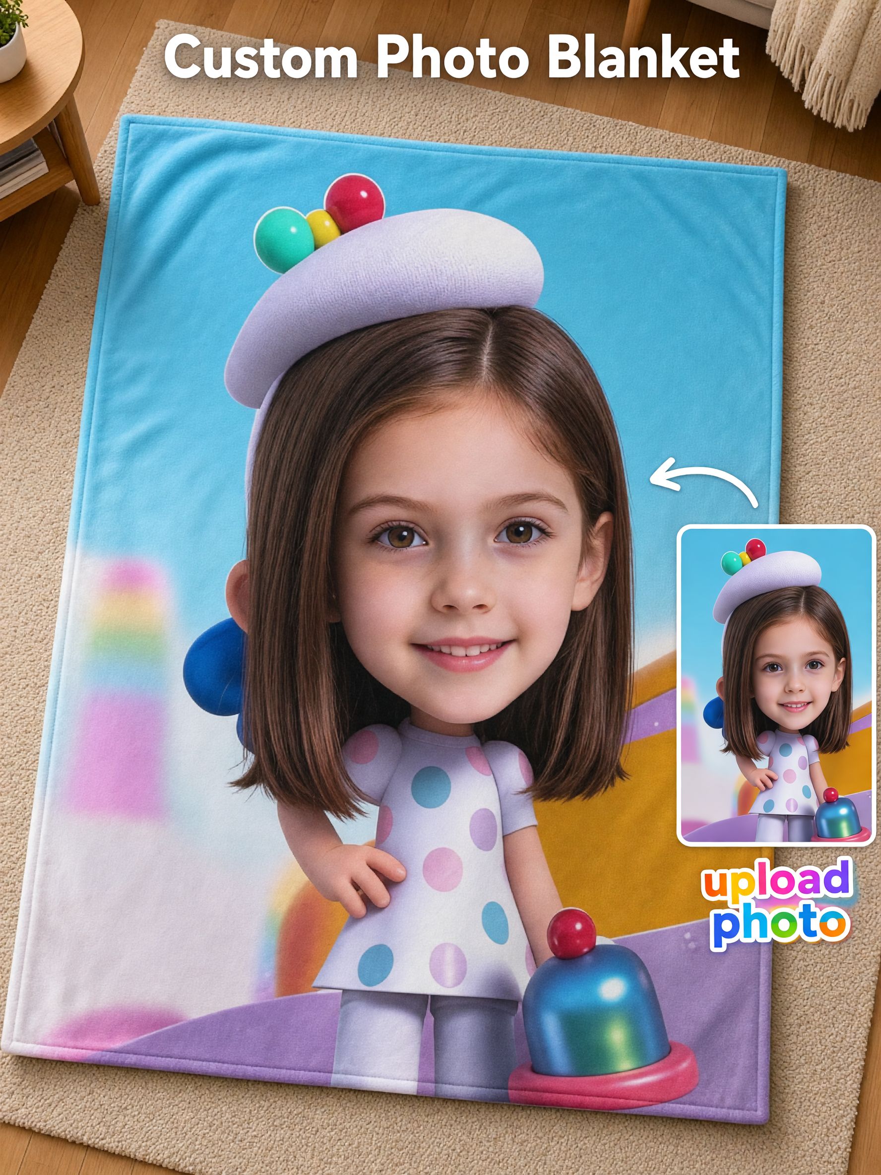 Custom Face Blanket Personalized Big Head Photo Throw Ultra Soft Warm Flannel Fleece for Bed Couch Sofa Unique Gift