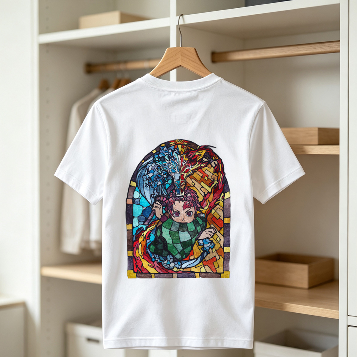 Demon Slayer Tanjiro Kamado Stained Glass Art - Tee