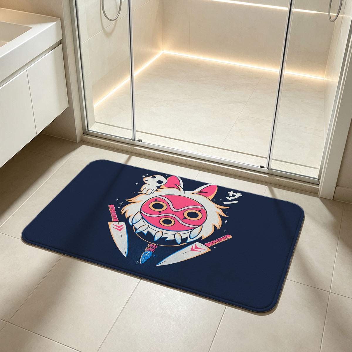 Princess Mononoke: San with Wolf Mask and Dual Blades - Flannel floor mat