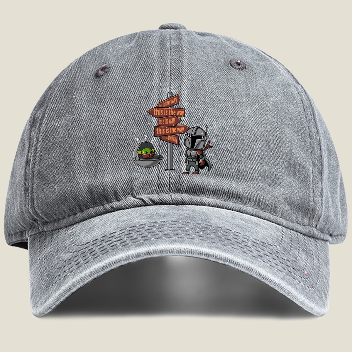 The Mandalorian and Grogu at Crossroads Sign - Hat