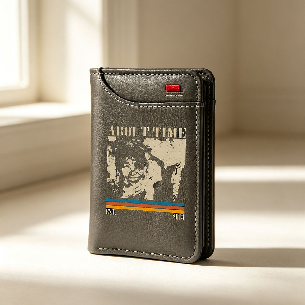About Time 2013 Film Poster Featuring Rachel McAdams and Domhnall Gleeson - Vertical Style Wallet