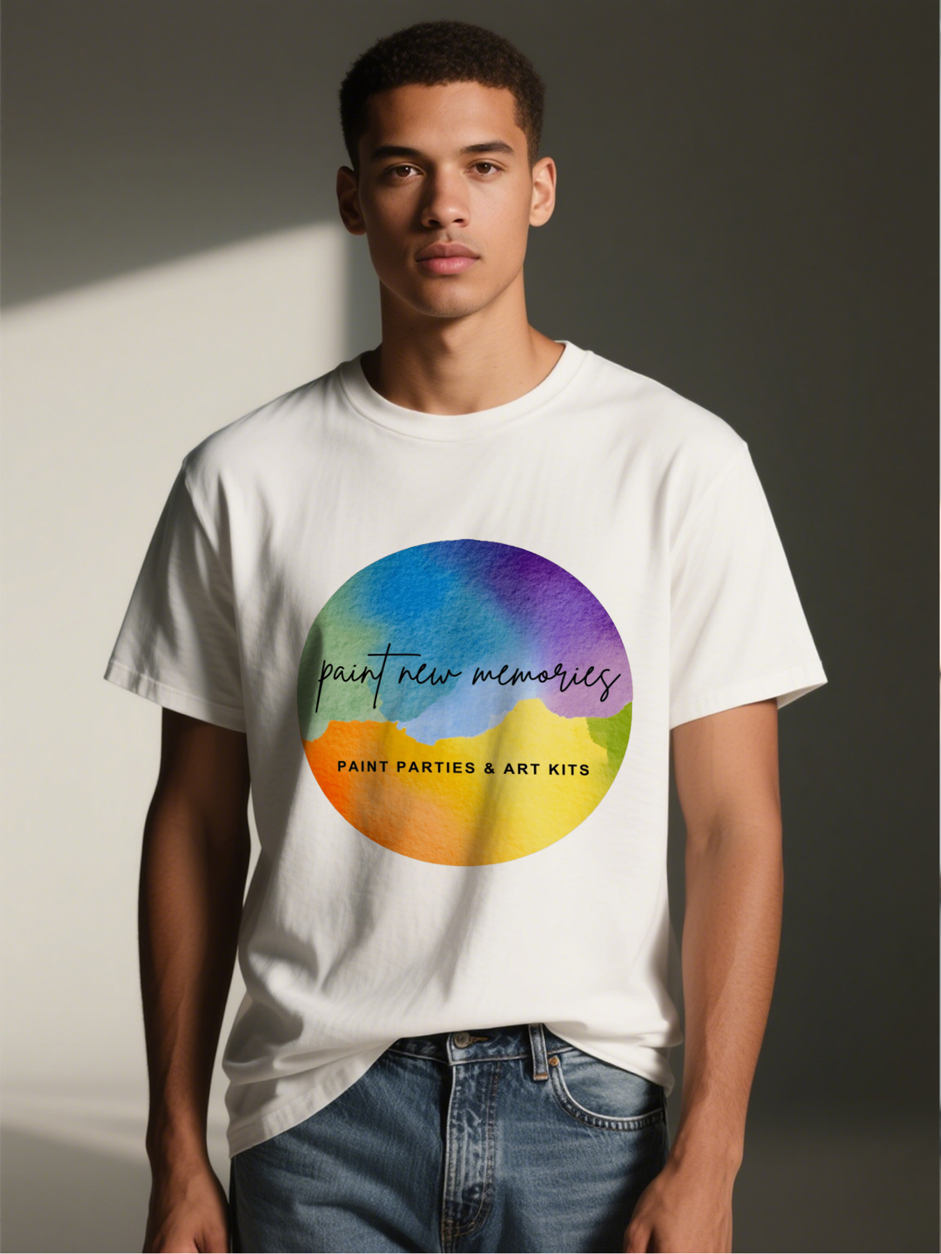 Men's Printed T-Shirt Paint New Memories Watercolor Art Design Casual Round Neck Summer Lightweight Breathable Short Sleeve T-Shirt for Art Lovers & Creative Events Adults