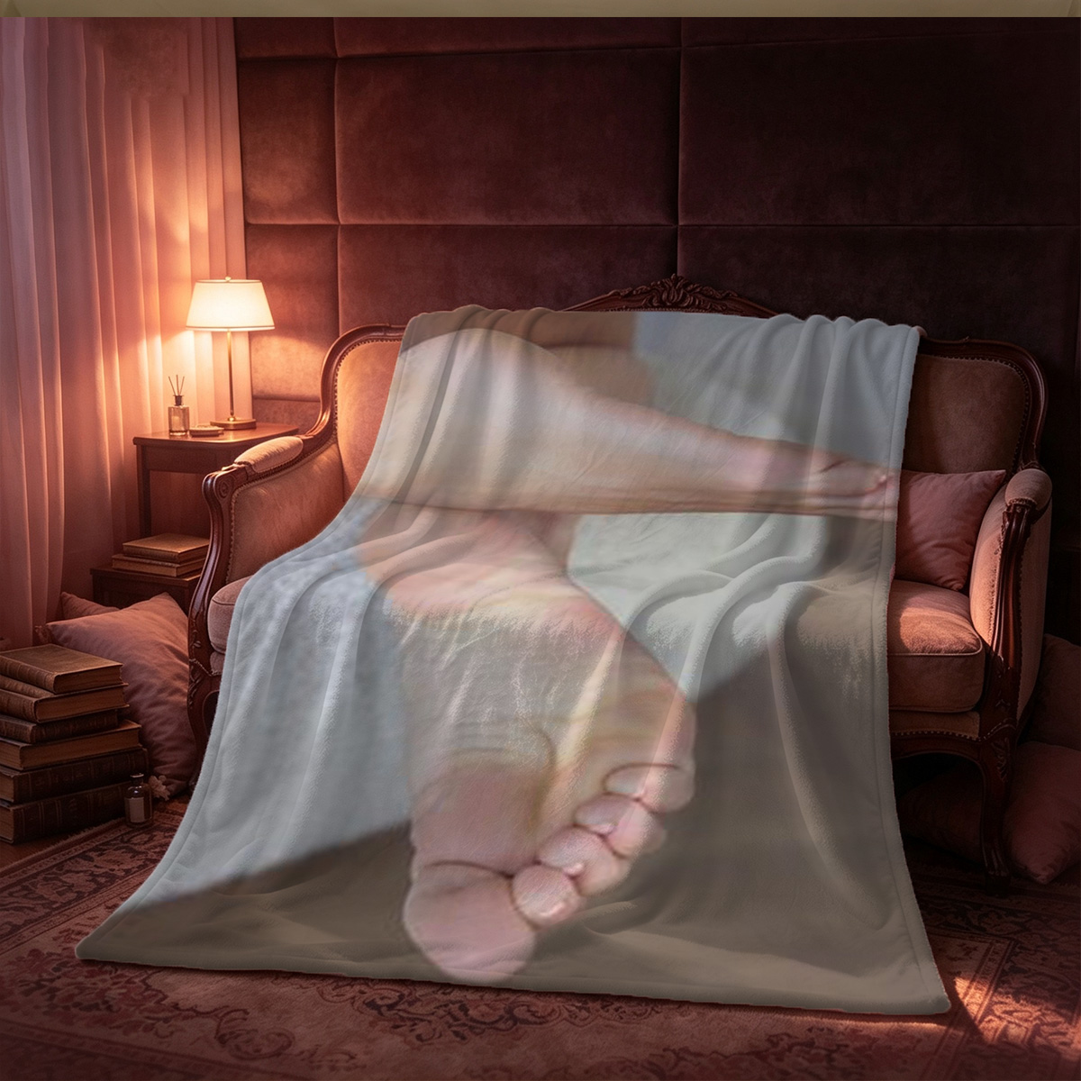 Blonde Maid Dominates Lesbian in Bed with Feather Tickler - Blanket