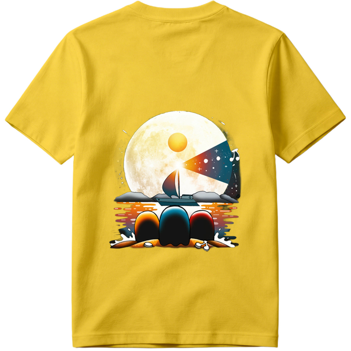 Sailboat Under the Moonlight with Musical Notes - Tee