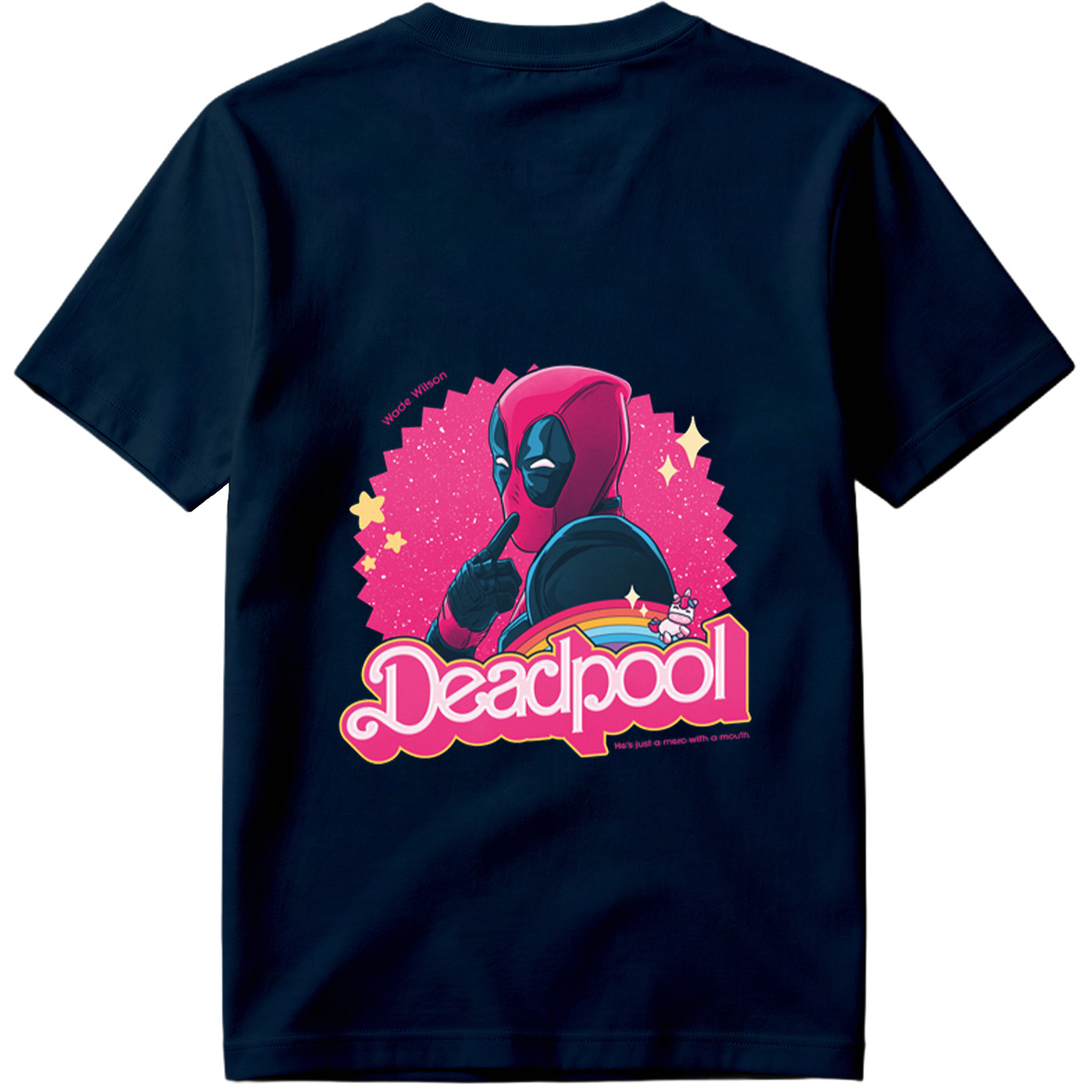 Deadpool: Wade Wilson with a Unicorn and Rainbow - Tee
