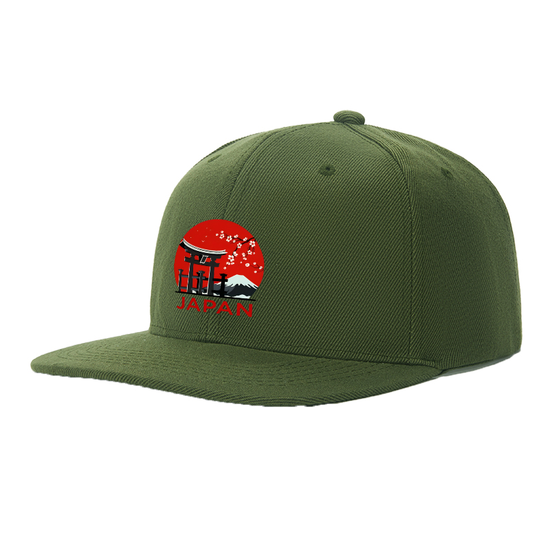 Flat Brim Baseball Cap Japan Cherry Blossom Torii Gate Design Streetwear Underground Skate Style for Basketball Courts Urban Streets Skate Parks Skaters Rappers Streetwear Enthusiasts