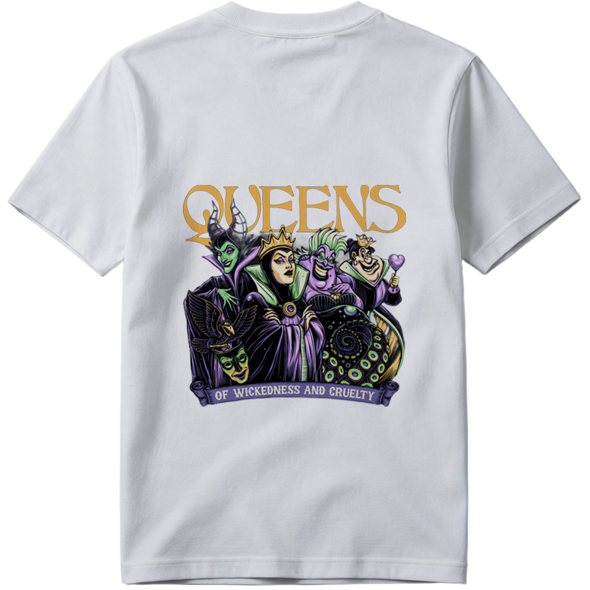 Queens of Wickedness and Cruelty: Maleficent, Evil Queen, Ursula, and Queen of Hearts - Tee