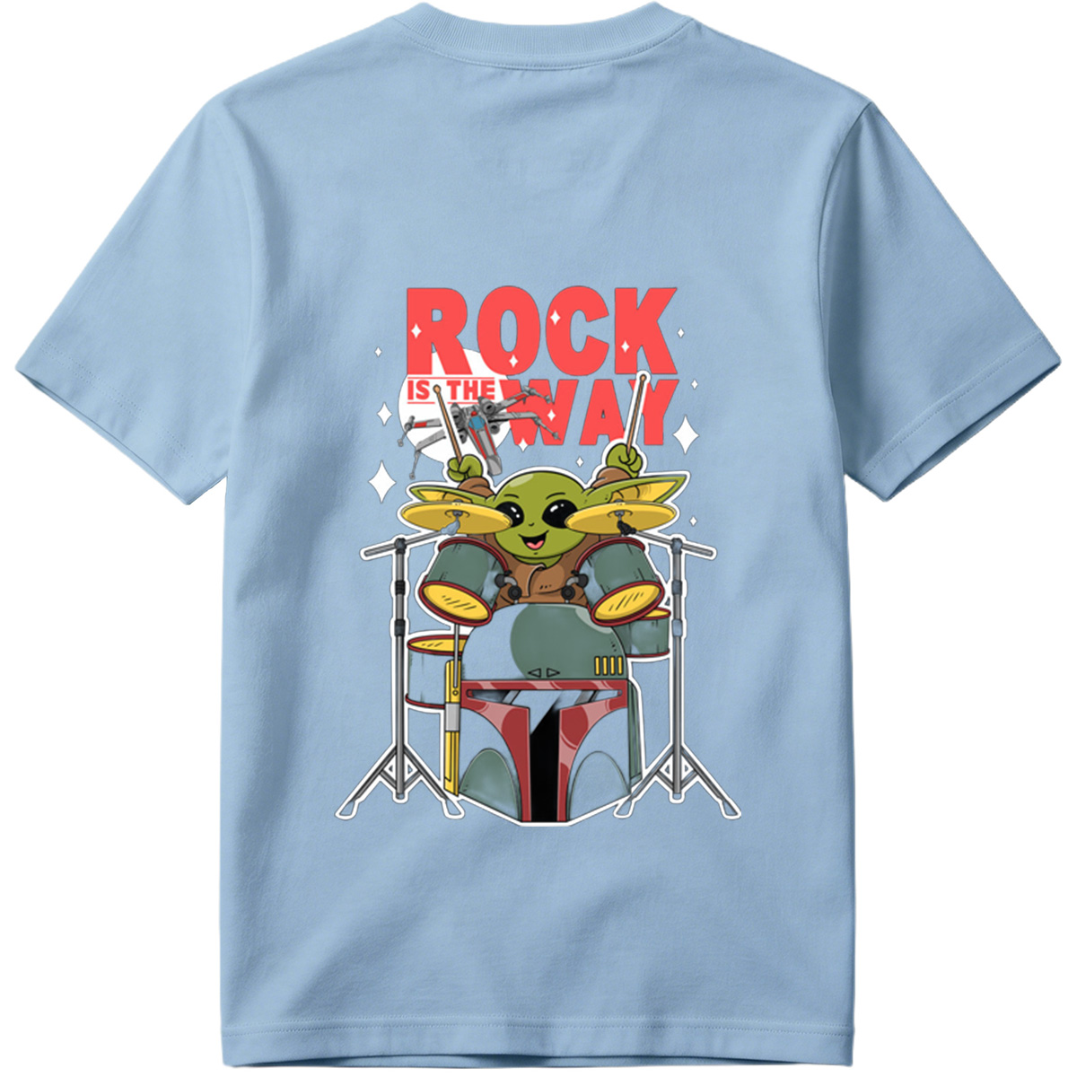 Baby Yoda Playing Drums Rock Is The Way - Tee