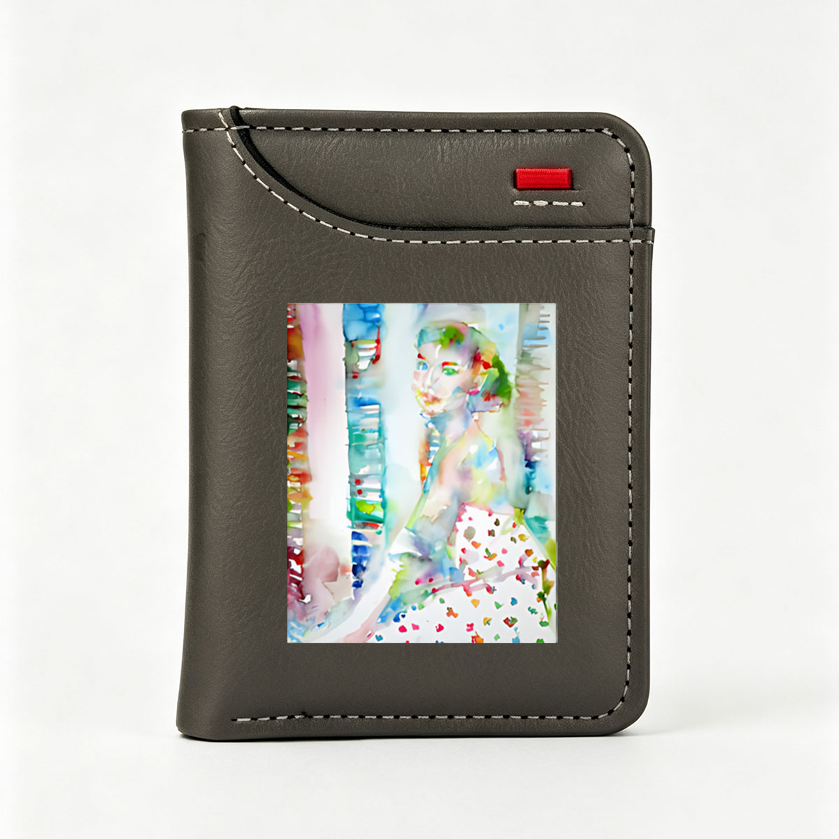 Watercolor Portrait of a Woman in a Colorful Dress - Vertical Style Wallet