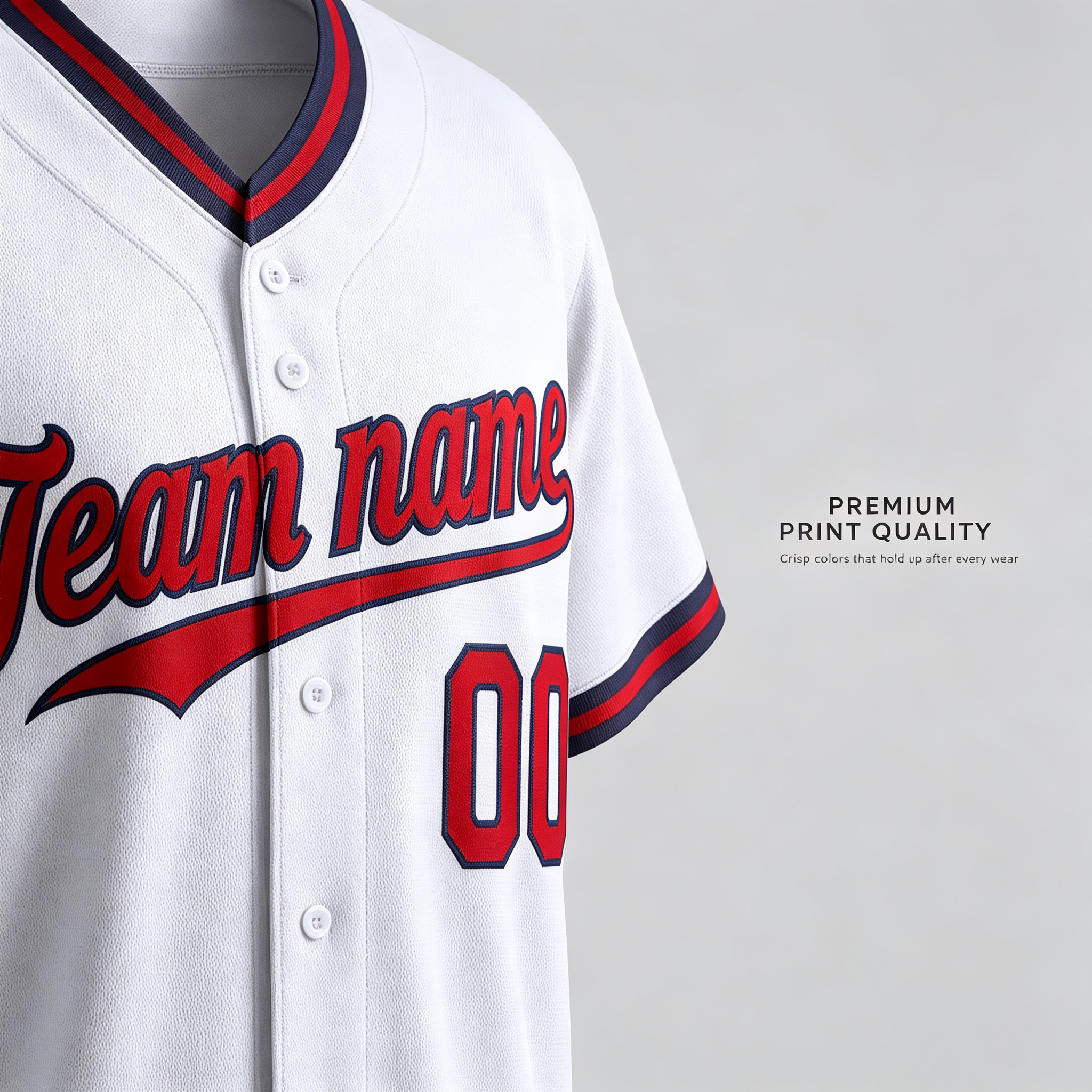 Custom Printed California Halo Style Baseball Jersey White Red Navy Ribbed V Neck Pullover Shirt for Men and Women