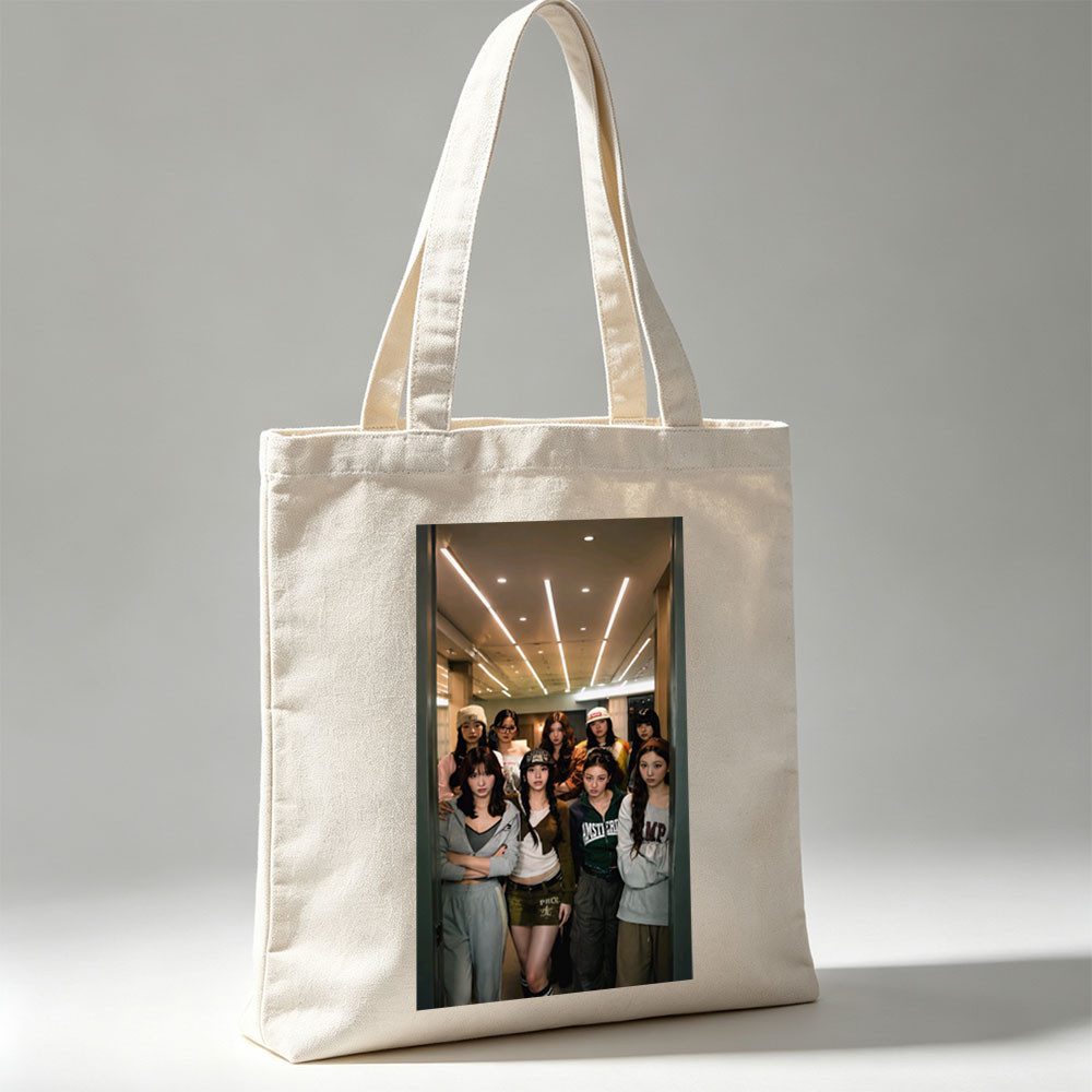 Kep1er Group Photo in Modern Indoor Setting with Casual Streetwear Fashion - Canvas tote bags