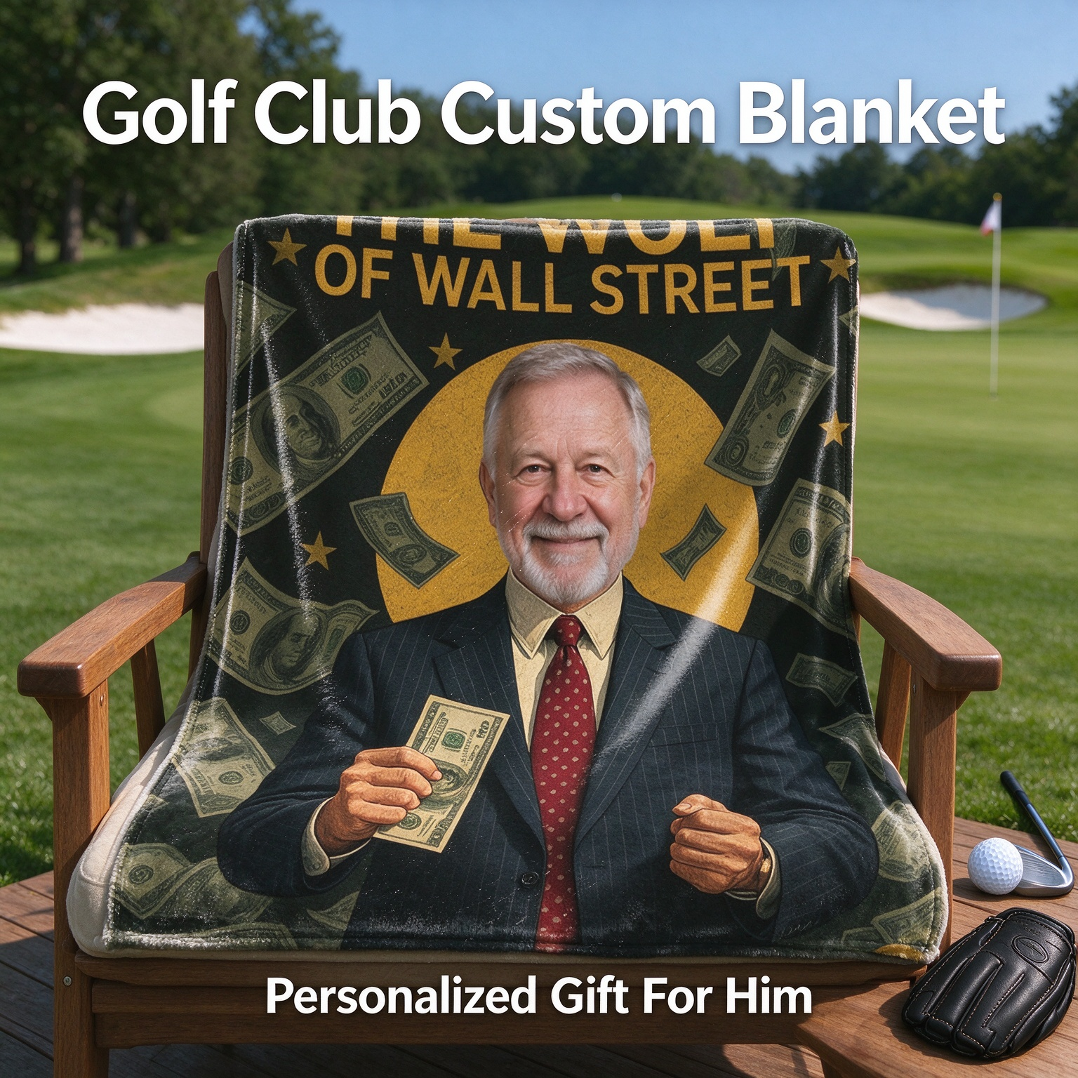 Custom Photo Face Blanket, Wall Street Parody Flannel Throw, Personalized Soft Fleece Bed Couch Gift