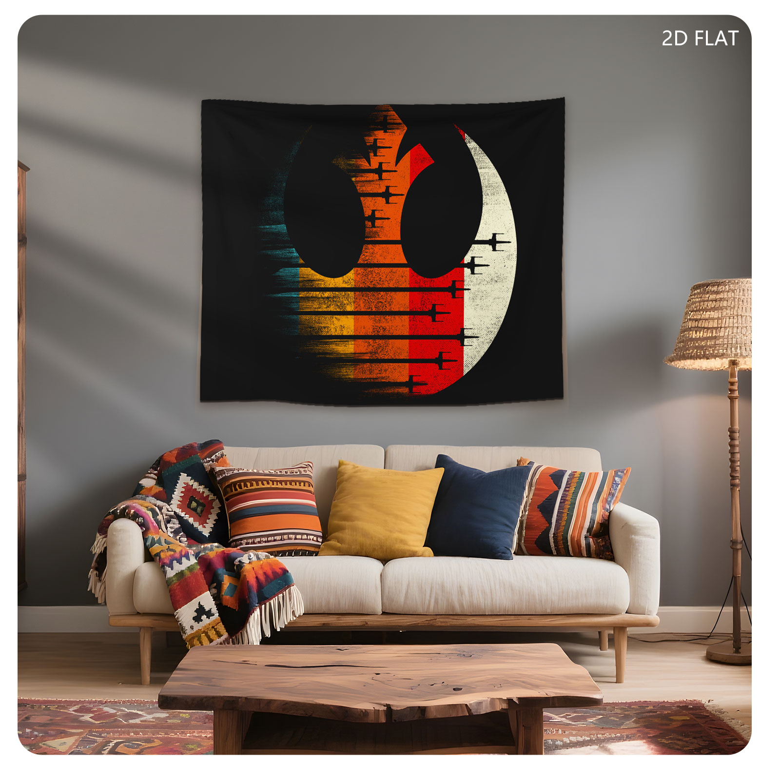 Star Wars Rebel Alliance Symbol with X-Wing Fighters and Vintage Color Gradient - Tapestry