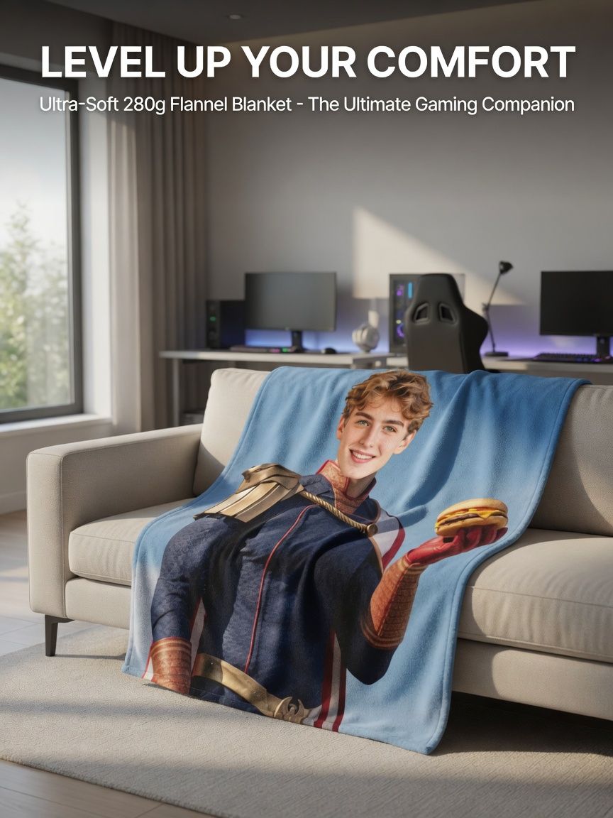 Custom Face Photo Flannel Throw Blanket Personalized Superhero Graphic Ultra Soft Anti Pilling Plush Keepsake Gift