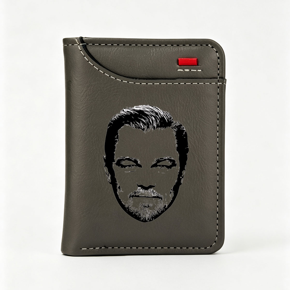 Sketch of a Bearded Man with Intense Gaze - Vertical Style Wallet