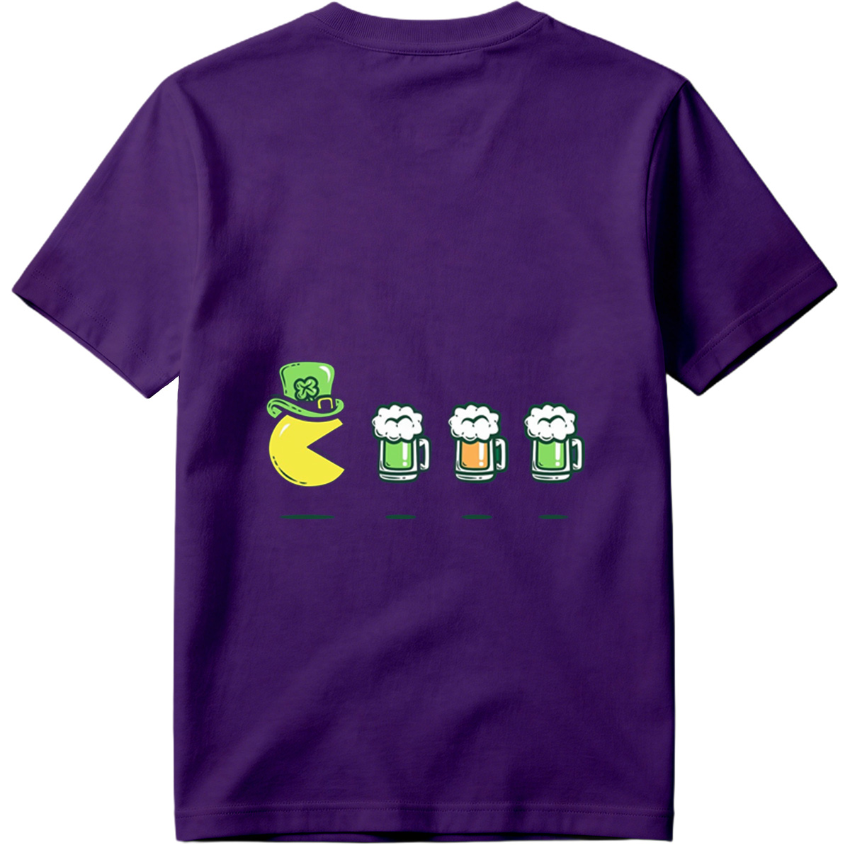 Pac-Man Wears a Leprechaun Hat and Approaches Beer Mugs - Tee