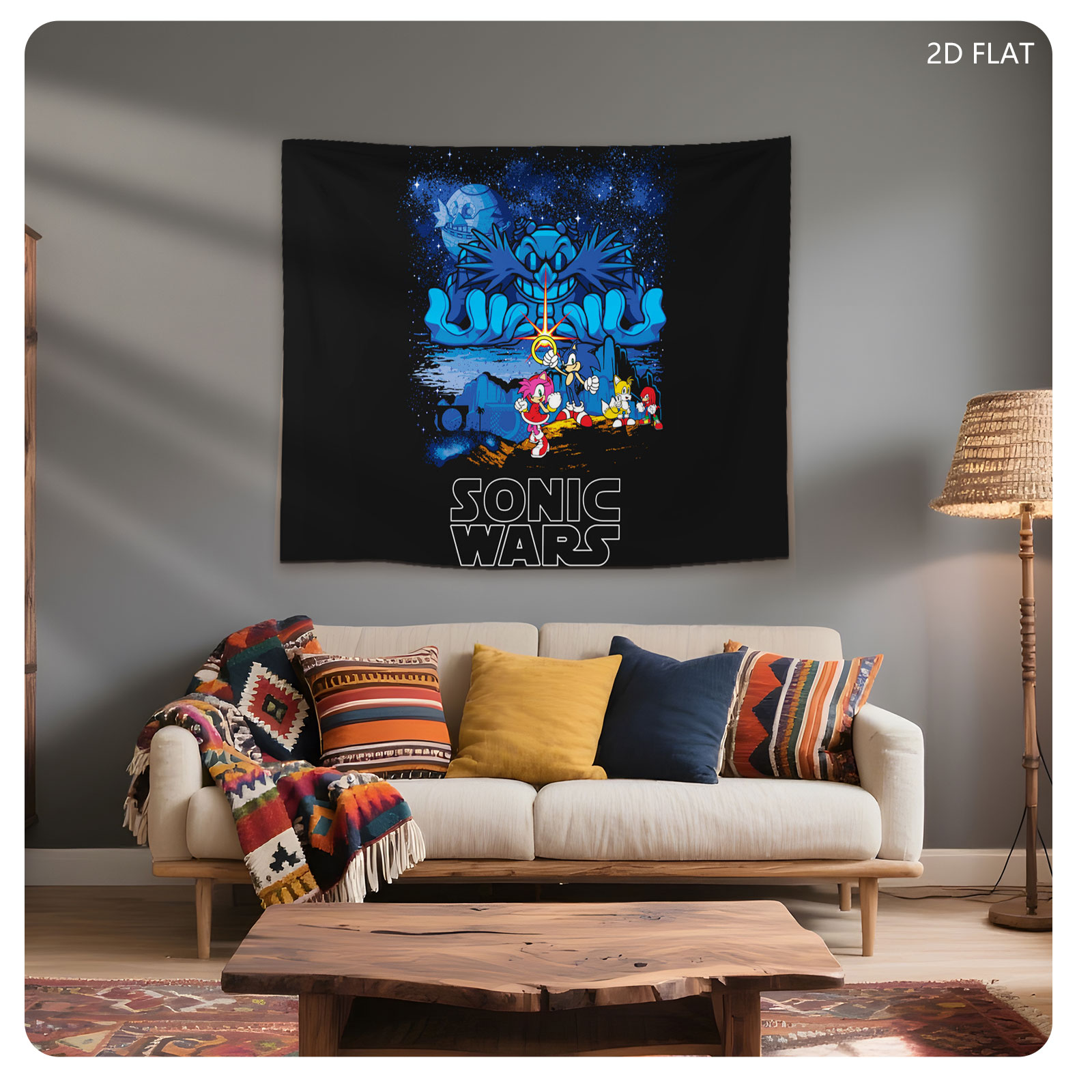 Sonic Wars: Sonic, Amy, Tails, Knuckles vs. Dark Lord in Cosmic Battle - Tapestry