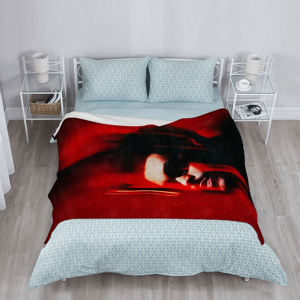 The Weeknd in a Dark Red Scene with Dramatic Lighting and Blurred Motion Effect - Blankets