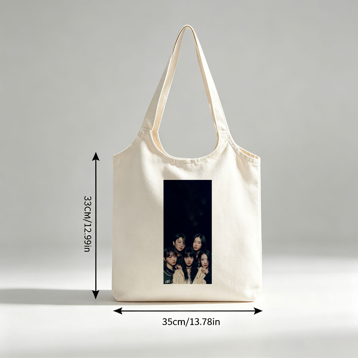 NewJeans Group Photo in Dark Rainy Setting with Dramatic Lighting and Bold Fashion Styles - Canvas shoulder bags/
